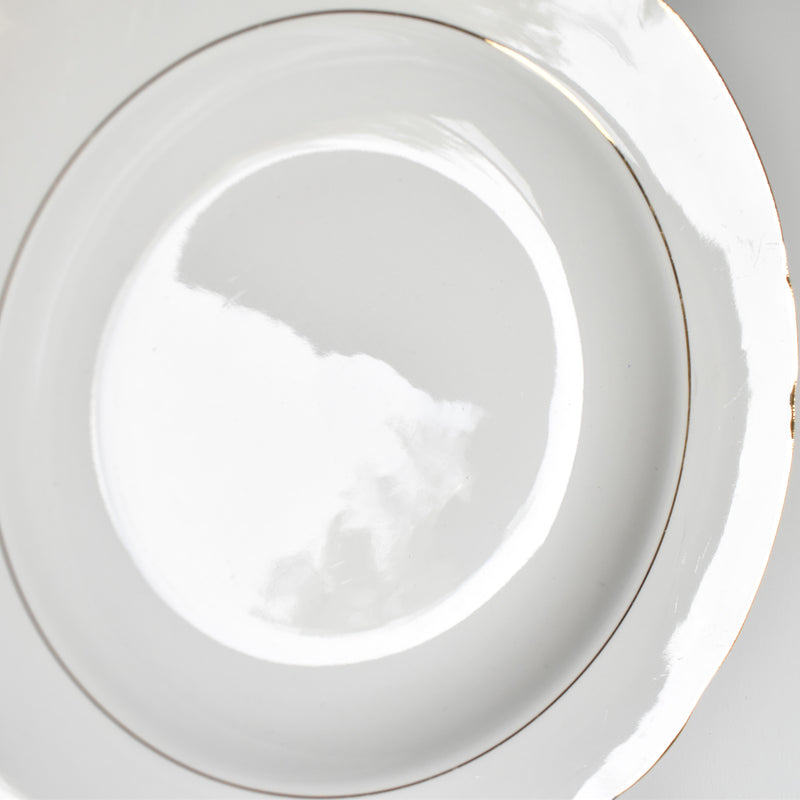 Vintage Deep Plate, Digoin & Sarreguemines, White & Gold B