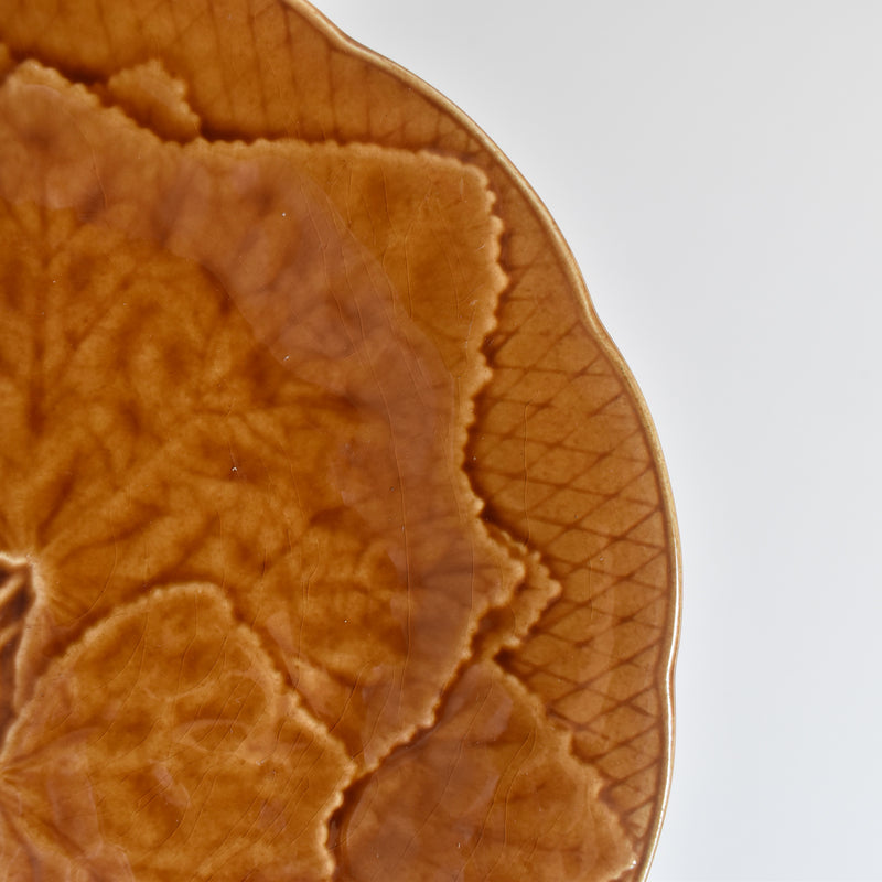 Vintage Dessert Plate, Barbotine Gien Primefleur Brown D