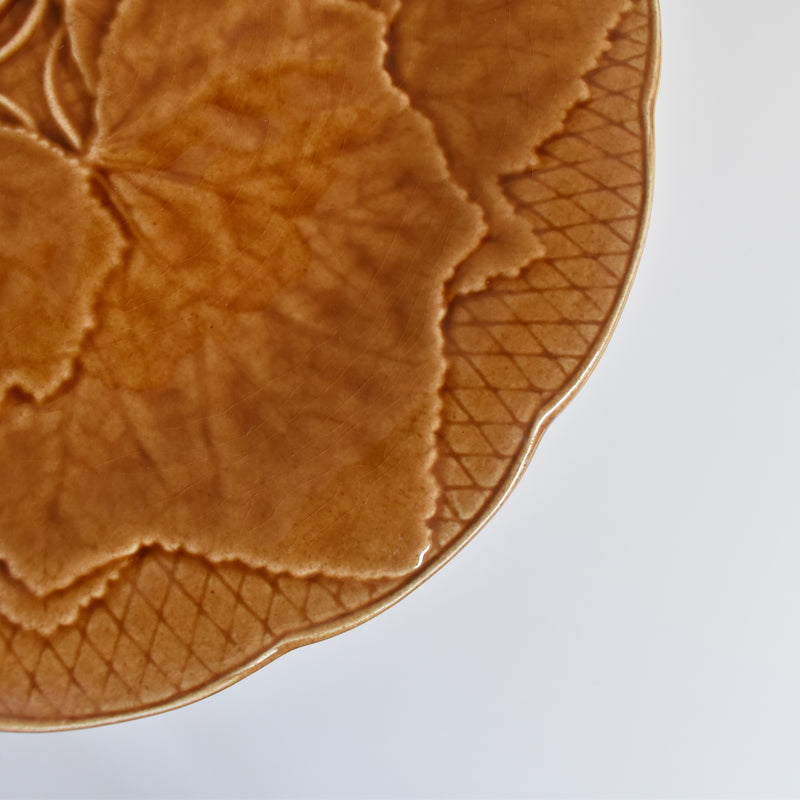 Vintage Dessert Plate, Barbotine Gien Primefleur Brown D