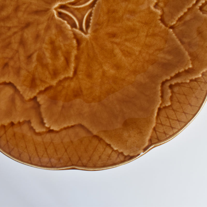 Vintage Dessert Plate, Barbotine Gien Primefleur Brown D