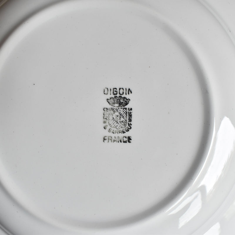 Vintage Deep Plate, Digoin & Sarreguemines, White & Gold C