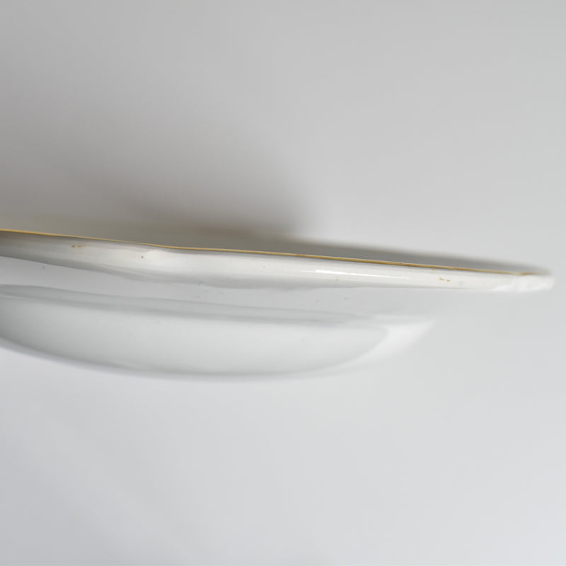 Vintage Deep Plate, Digoin & Sarreguemines, White & Gold C