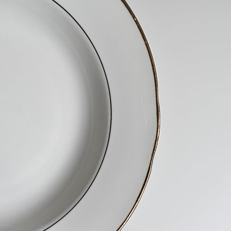 Vintage Deep Plate, Digoin & Sarreguemines, White & Gold C