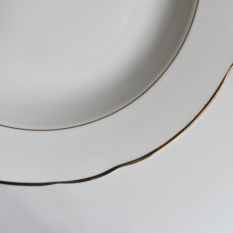 Vintage Deep Plate, Digoin & Sarreguemines, White & Gold C