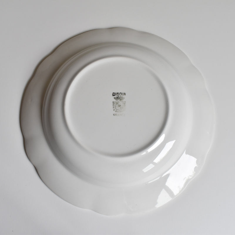 Vintage Deep Plate, Digoin & Sarreguemines, White & Gold D