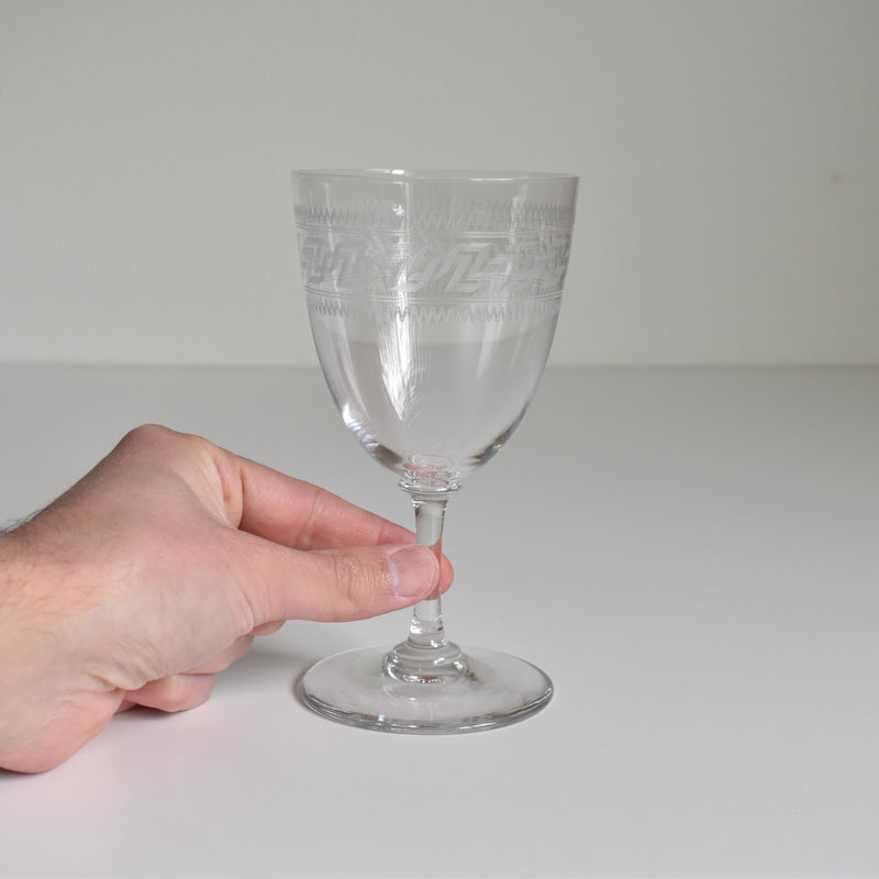Antique Water Crystal Glass PORTIEUX Guillochage PP