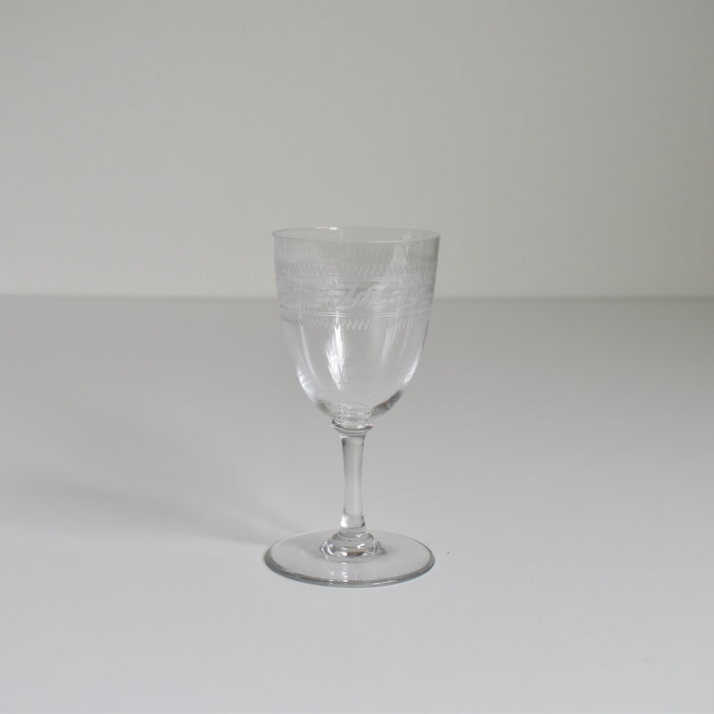 Antique Wine Crystal Glass PORTIEUX Guillochage PP
