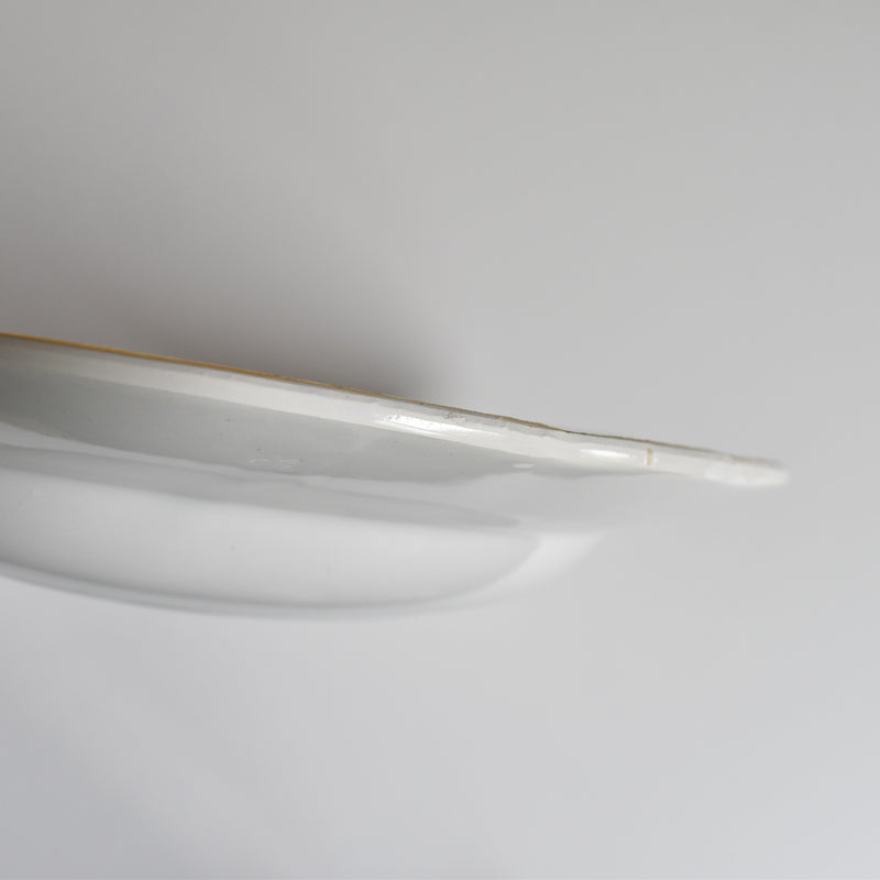 Vintage Deep Plate, Digoin & Sarreguemines, White & Gold D
