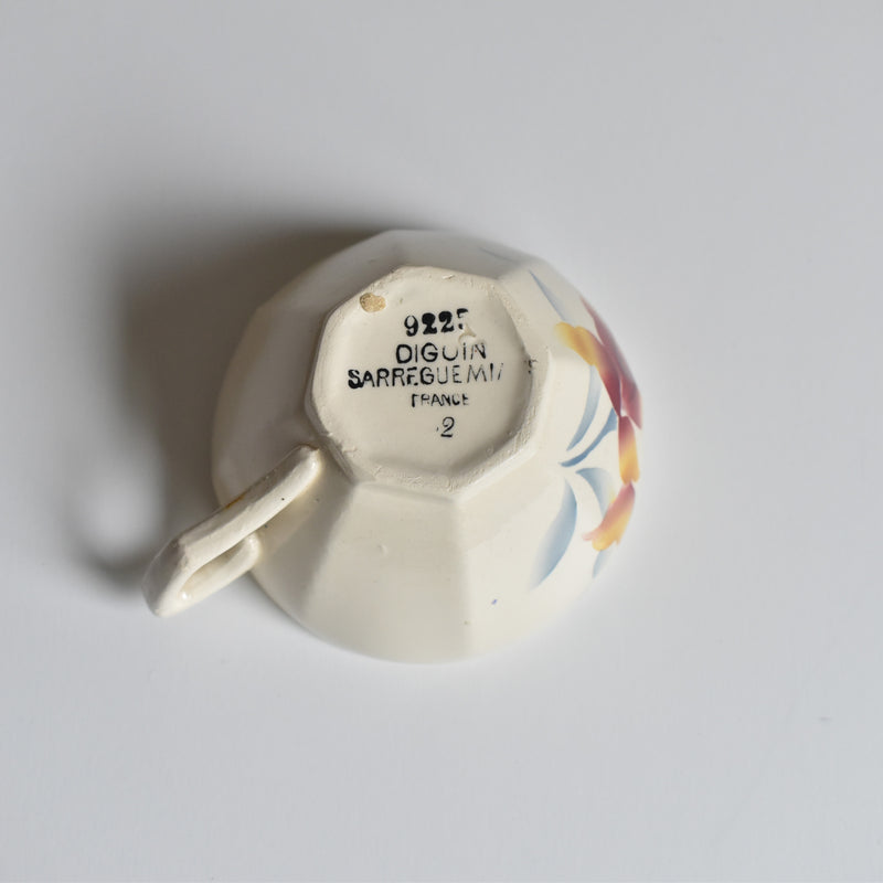 Vintage Coffee Cup and Saucer, Digoin & Sarreguemines Iris 9225 C