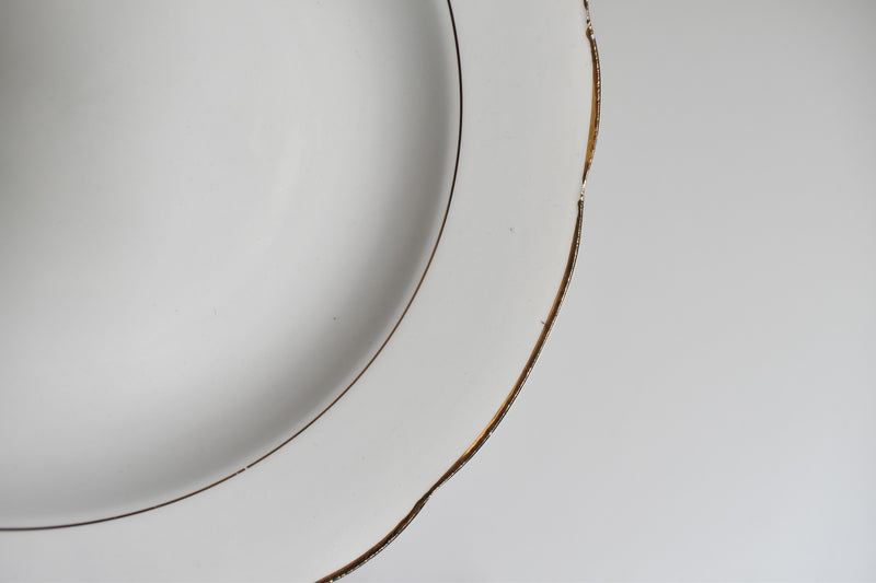 Vintage Deep Plate, Digoin & Sarreguemines, White & Gold D