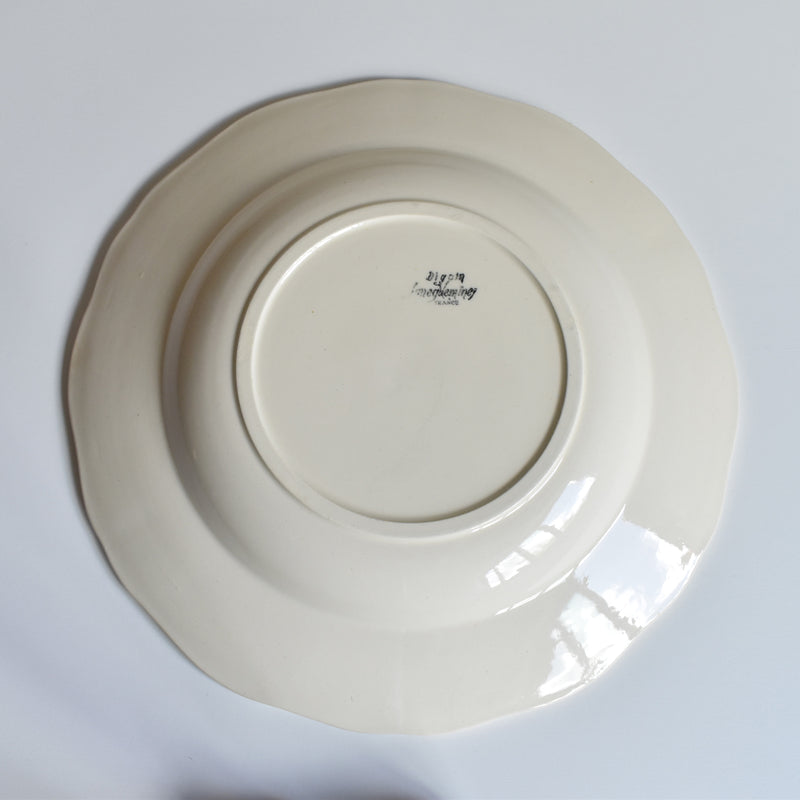 Vintage Deep Plate Digoin & Sarreguemines Floral Rim Ivoire C