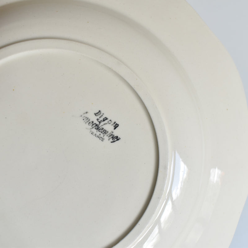 Vintage Deep Plate Digoin & Sarreguemines Floral Rim Ivoire C