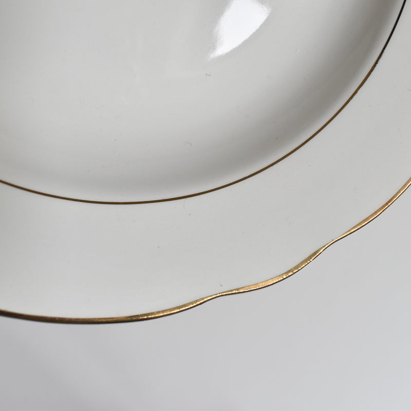 Vintage Deep Plate, Digoin & Sarreguemines, White & Gold D
