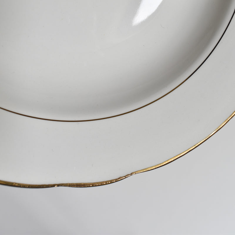 Vintage Deep Plate, Digoin & Sarreguemines, White & Gold D