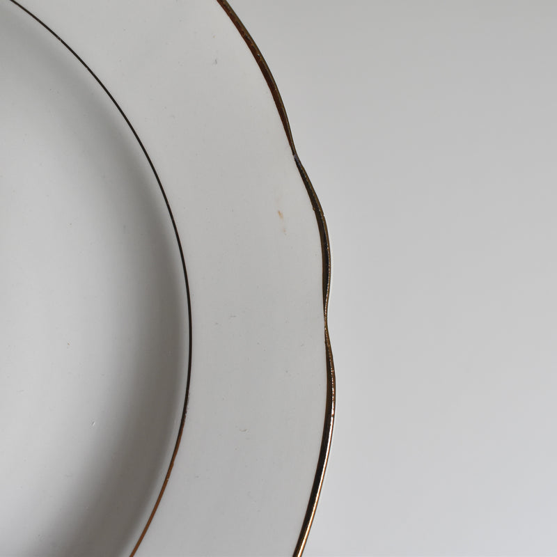 Vintage Deep Plate, Digoin & Sarreguemines, White & Gold D