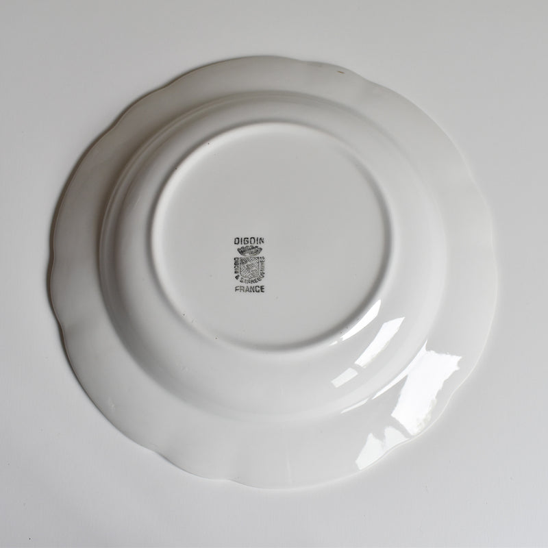 Vintage Deep Plate Digoin & Sarreguemines White & Gold E