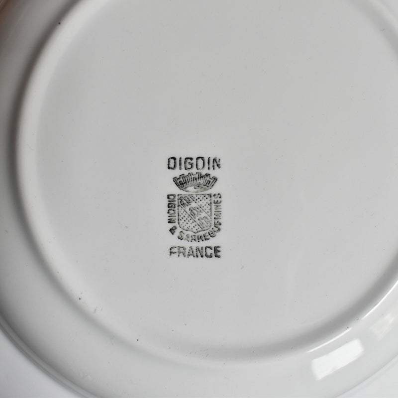 Vintage Deep Plate Digoin & Sarreguemines White & Gold E