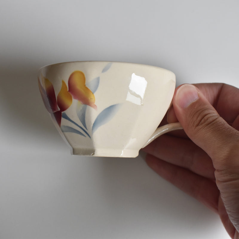 Vintage Coffee Cup and Saucer, Digoin & Sarreguemines Iris 9225 C