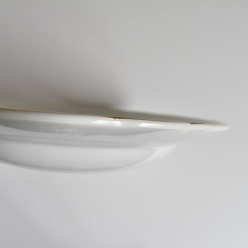 Vintage Deep Plate Digoin & Sarreguemines White & Gold E