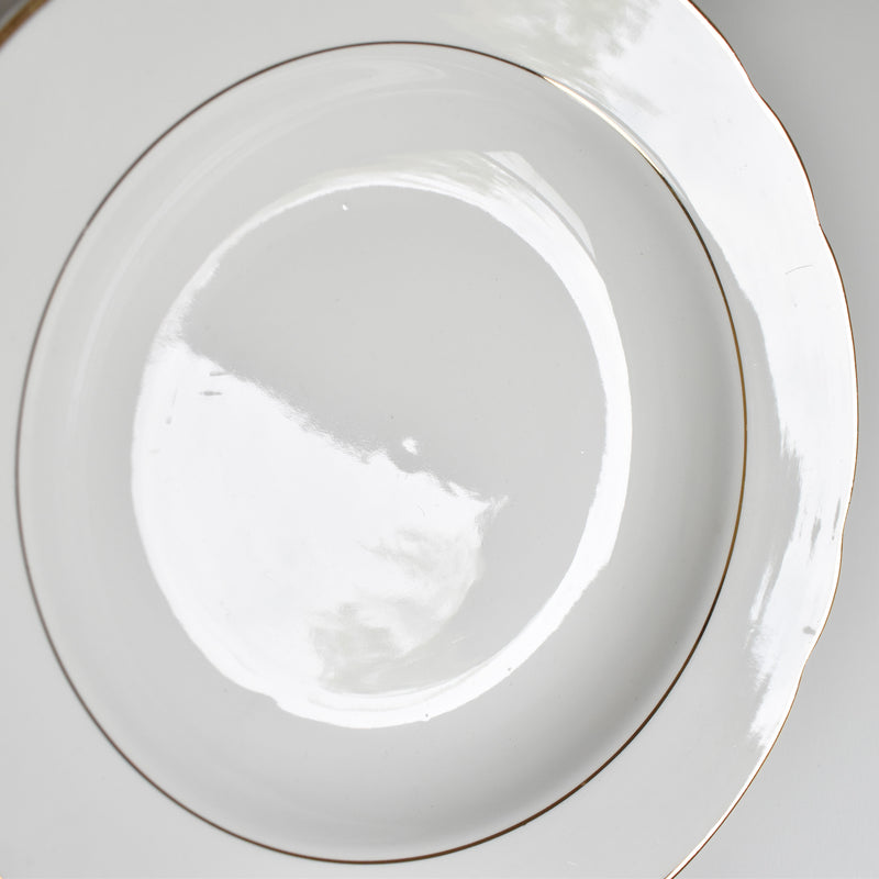 Vintage Deep Plate Digoin & Sarreguemines White & Gold E