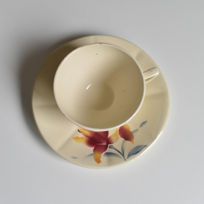Vintage Coffee Cup and Saucer Digoin & Sarreguemines Iris 9225 D