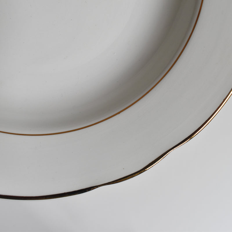 Vintage Deep Plate Digoin & Sarreguemines White & Gold E
