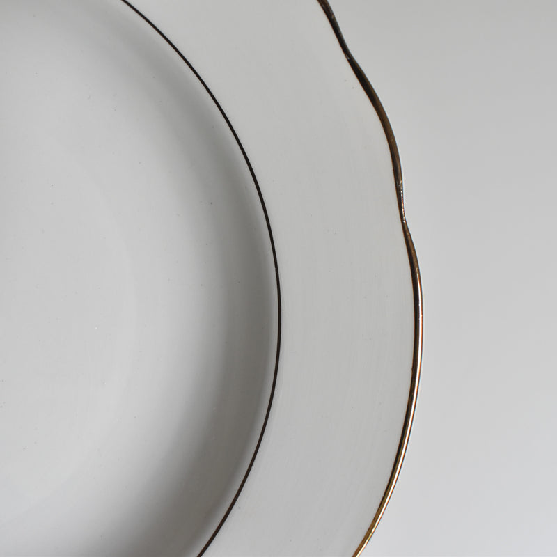 Vintage Deep Plate Digoin & Sarreguemines White & Gold E