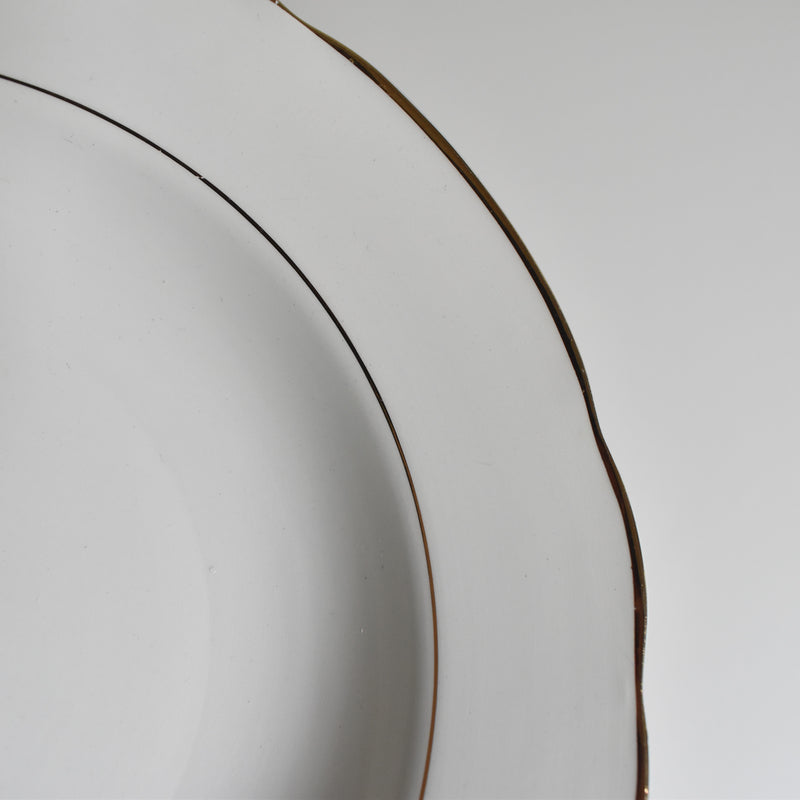 Vintage Deep Plate Digoin & Sarreguemines White & Gold E
