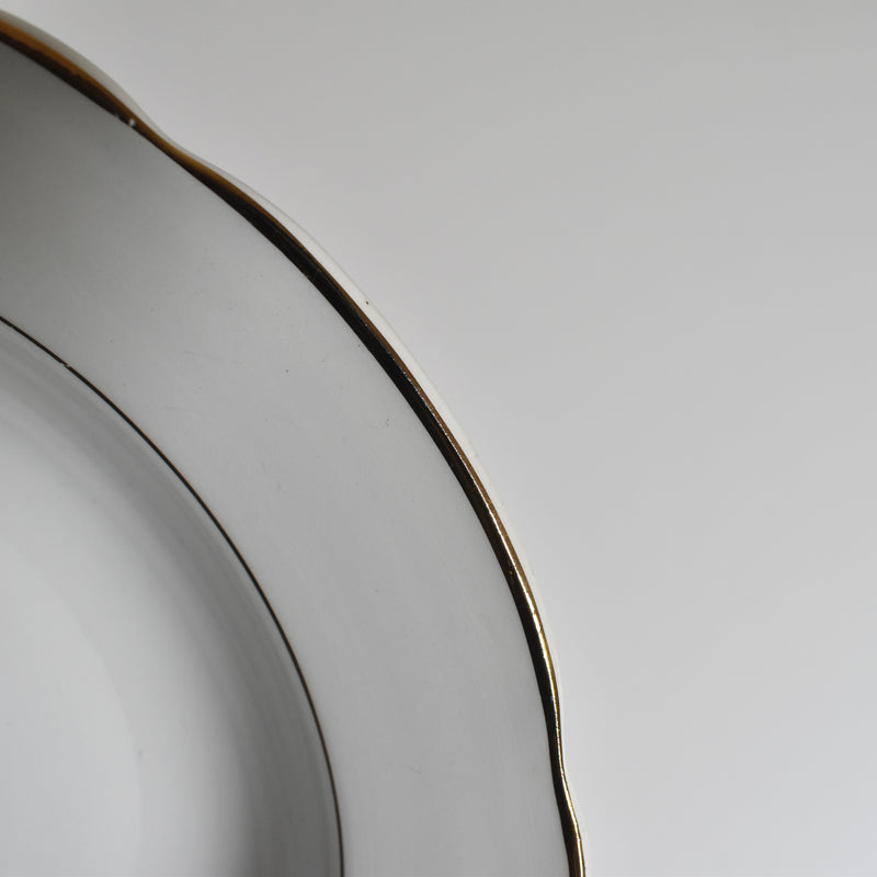 Vintage Deep Plate Digoin & Sarreguemines White & Gold E