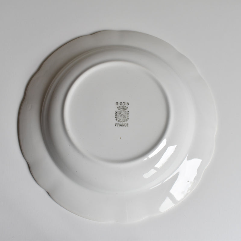 Vintage Deep Plate Digoin & Sarreguemines White & Gold F