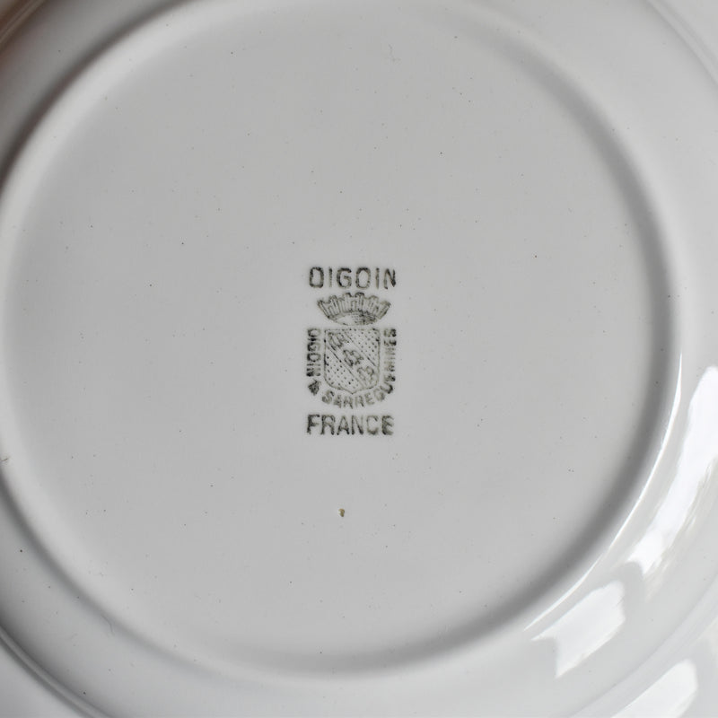 Vintage Deep Plate Digoin & Sarreguemines White & Gold F