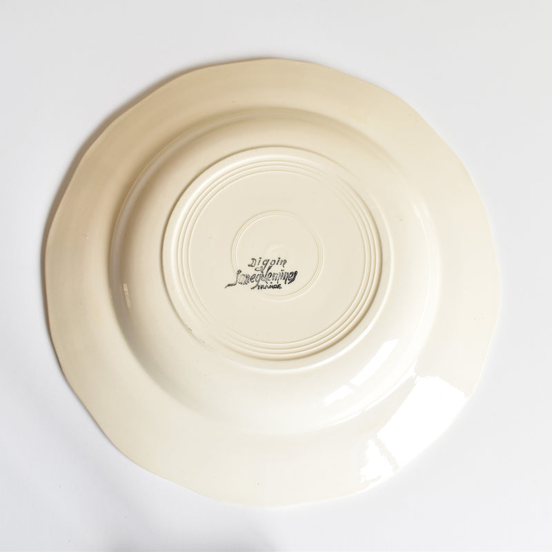 Vintage Deep Plate, Digoin & Sarreguemines, Scalloped Rim, Ivoire A