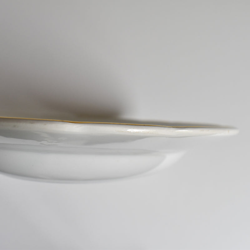 Vintage Deep Plate Digoin & Sarreguemines White & Gold F