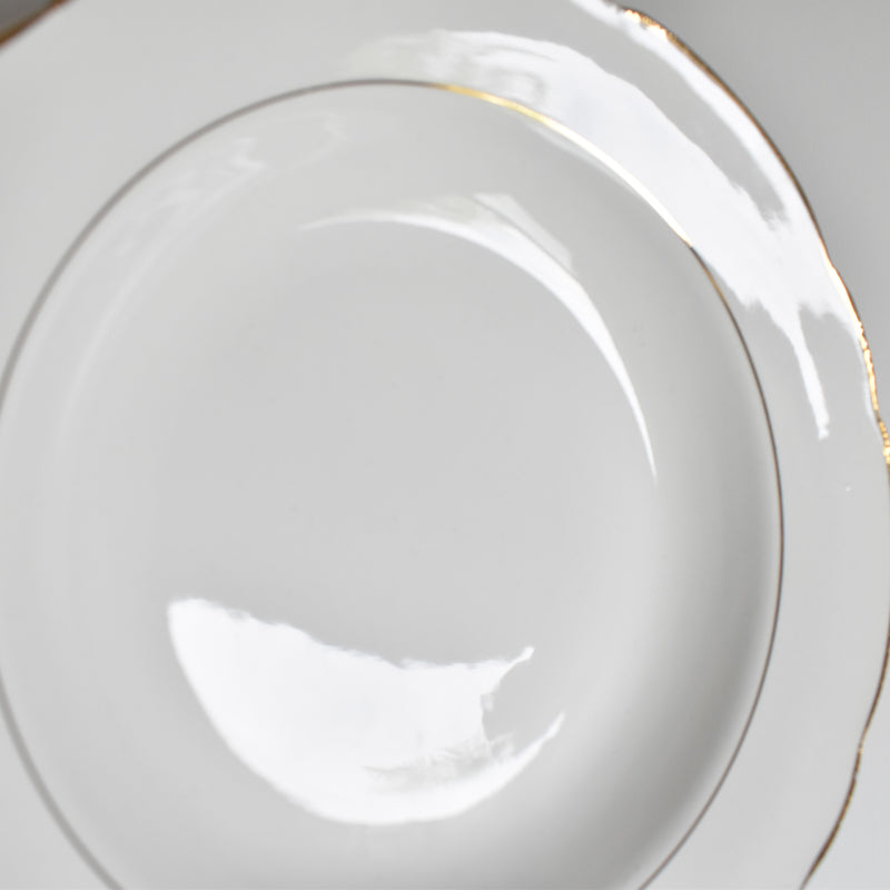 Vintage Deep Plate Digoin & Sarreguemines White & Gold F