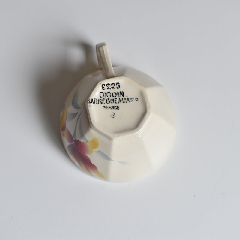 Vintage Coffee Cup and Saucer Digoin & Sarreguemines Iris 9225 D