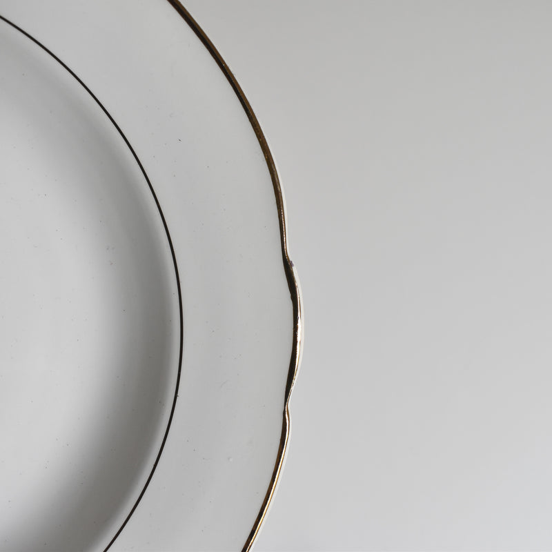 Vintage Deep Plate Digoin & Sarreguemines White & Gold F