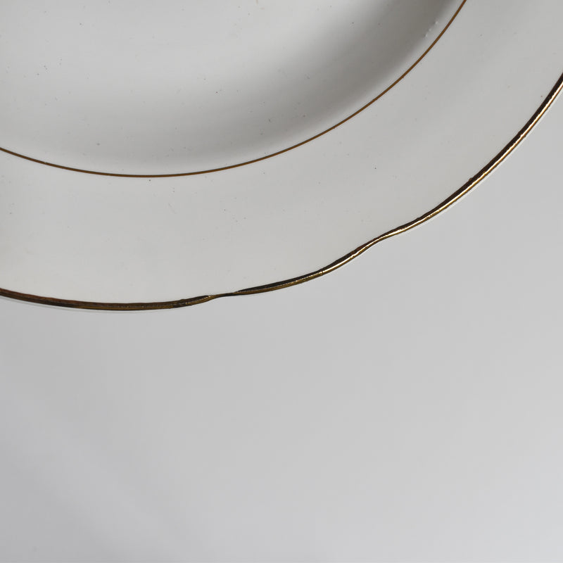 Vintage Deep Plate Digoin & Sarreguemines White & Gold F