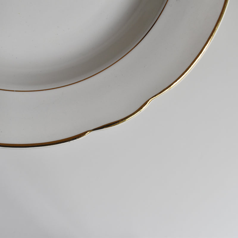 Vintage Deep Plate Digoin & Sarreguemines White & Gold F