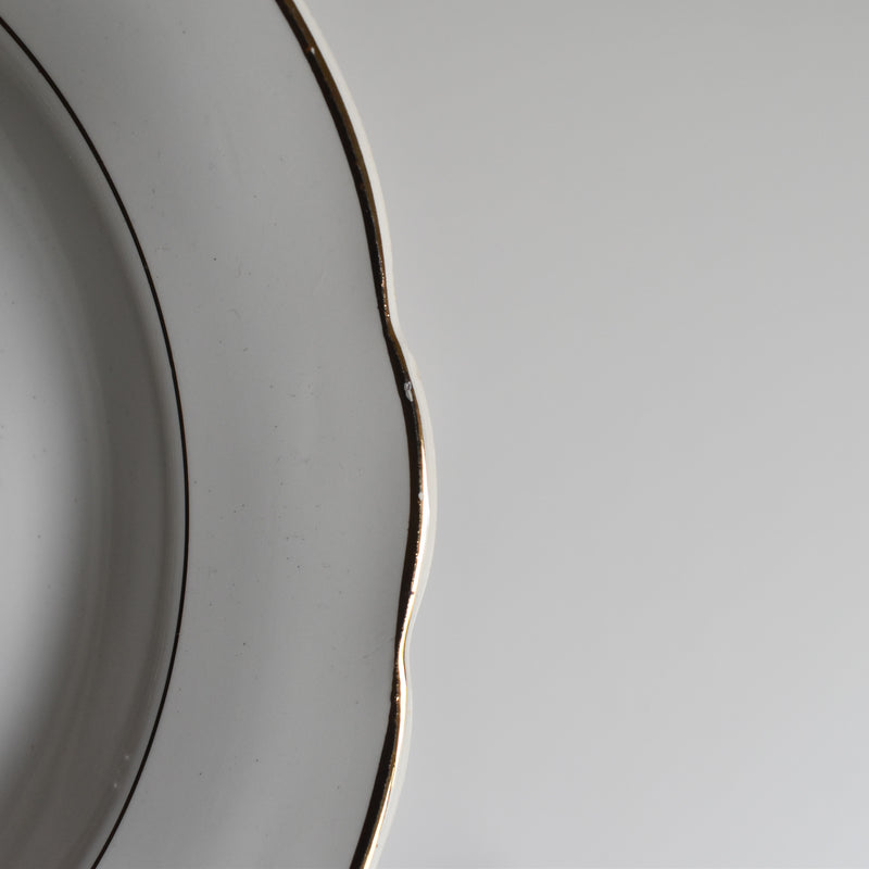 Vintage Deep Plate Digoin & Sarreguemines White & Gold F