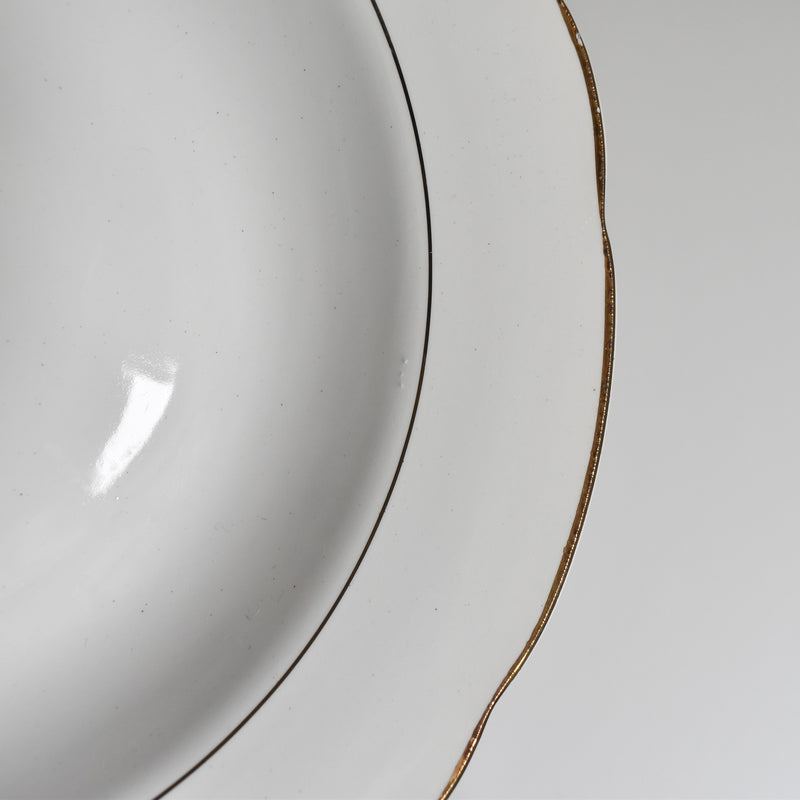 Vintage Deep Plate Digoin & Sarreguemines White & Gold F
