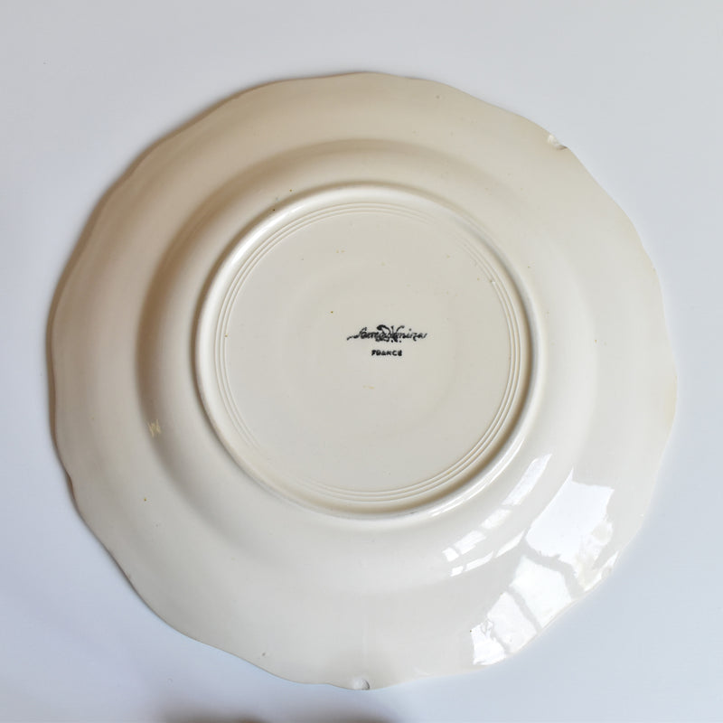 Vintage Digoin & Sarreguemines Plate, Flower Rim, Ivoire B