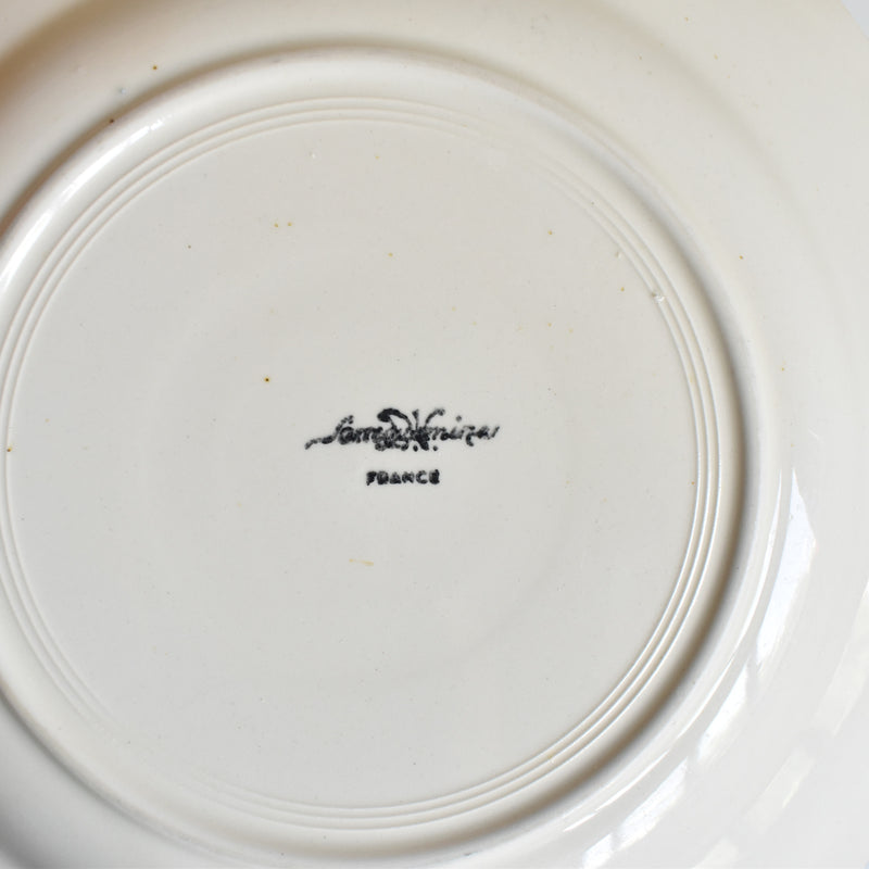 Vintage Digoin & Sarreguemines Plate, Flower Rim, Ivoire B