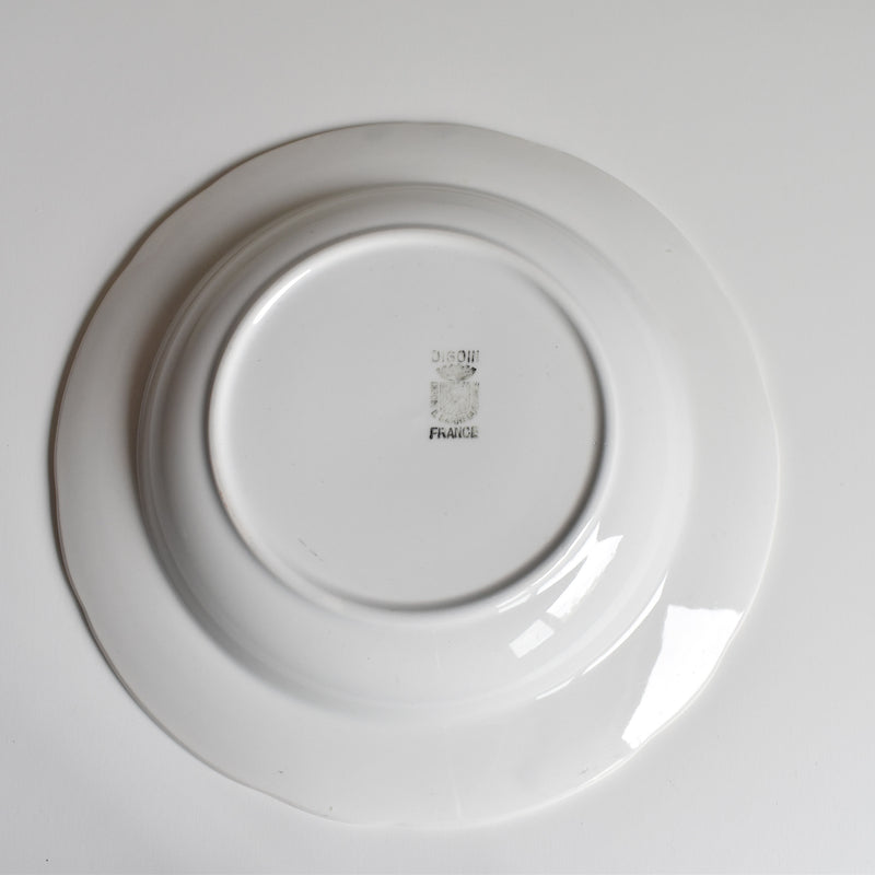 Vintage Deep Plate Digoin & Sarreguemines White & Gold G