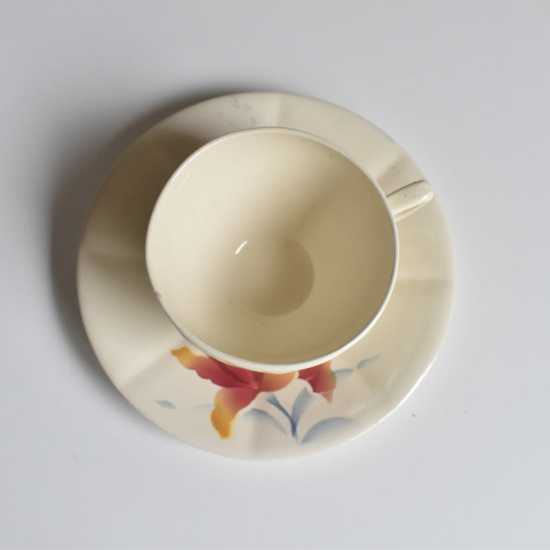 Vintage Coffee Cup and Saucer, Digoin & Sarreguemines Iris 9225 E