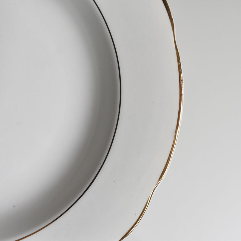 Vintage Deep Plate Digoin & Sarreguemines White & Gold G