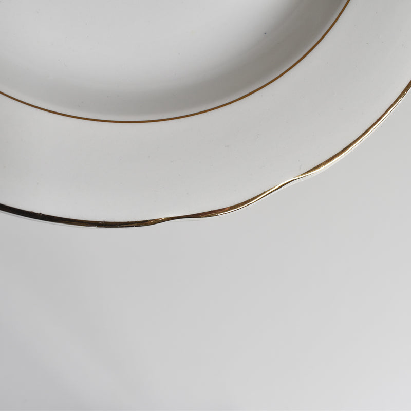 Vintage Deep Plate Digoin & Sarreguemines White & Gold G