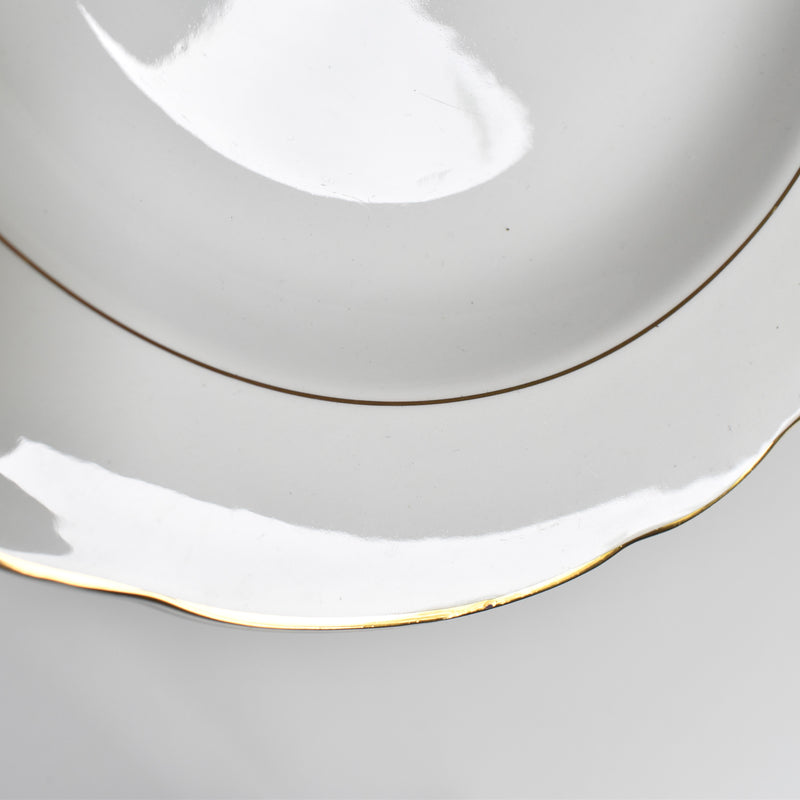 Vintage Deep Plate Digoin & Sarreguemines White & Gold G