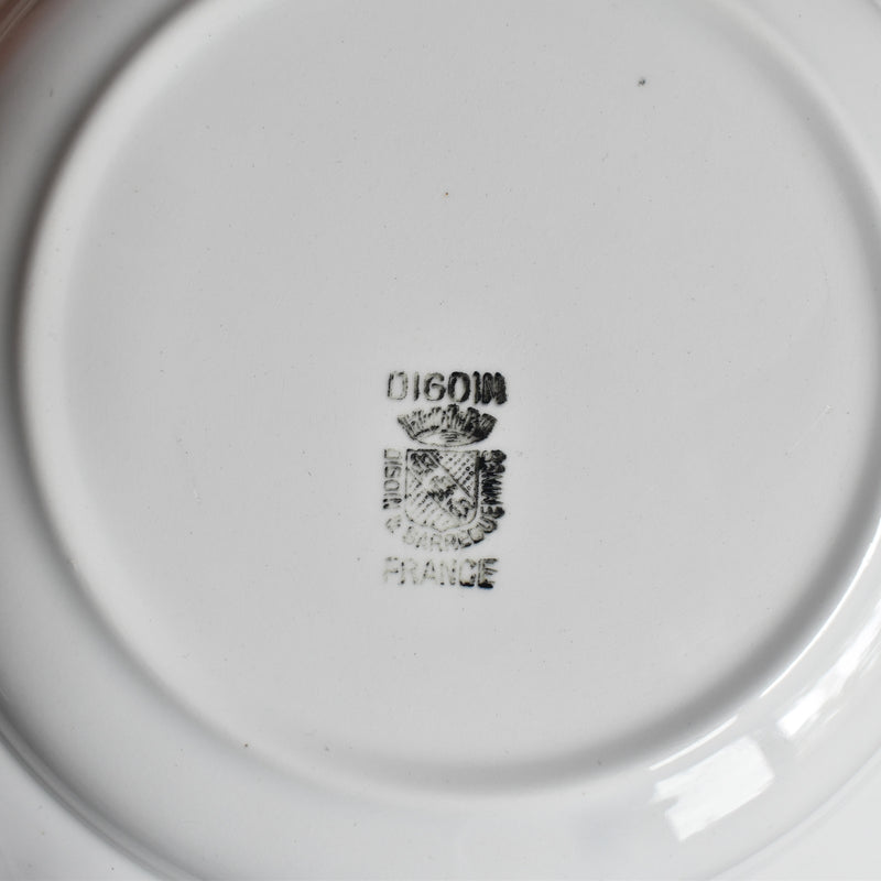 Vintage Deep Plate, Digoin & Sarreguemines, White & Gold H