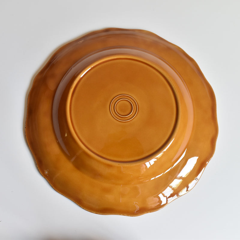 Vintage Deep Plate, Flower Rim, Brown A