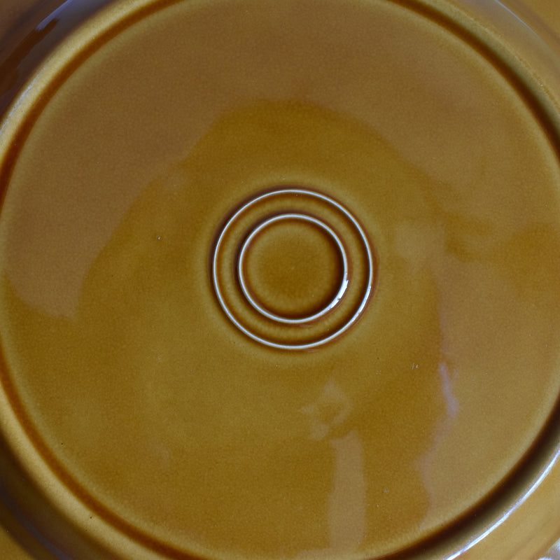 Vintage Deep Plate, Flower Rim, Brown A